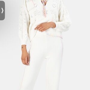 LoveShackFancy Cream Knit Hoodie and Pants Set